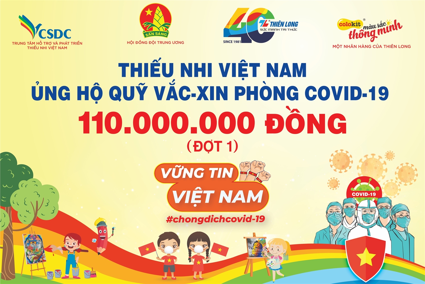 THIẾU NHI VIỆT NAM ỦNG HỘ 110 TRIỆU ĐỒNG VÀO QUỸ VẮC-XIN PHÒNG COVID-19